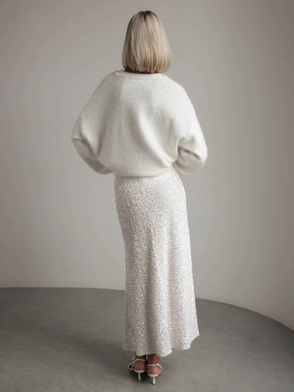 İnci Detaylı Beyaz Triko Kazak