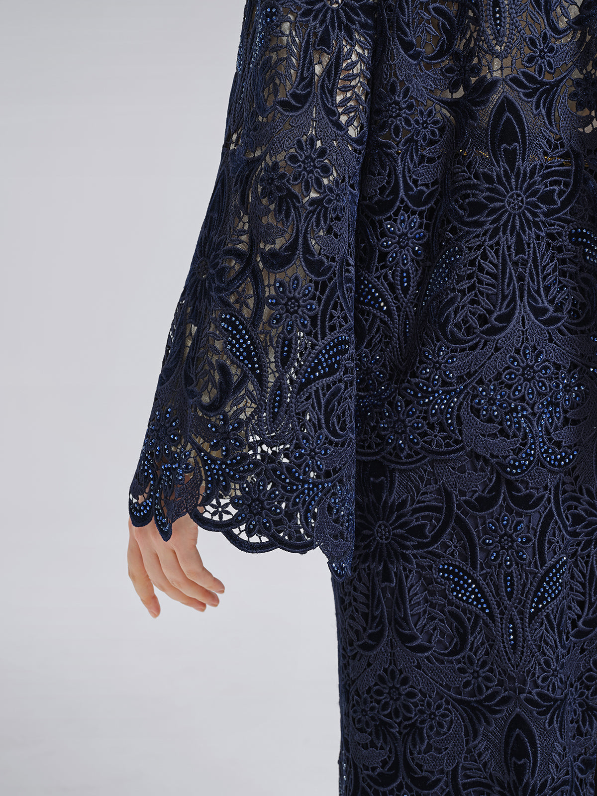 Kadife Dantelli Pencereli Ceket