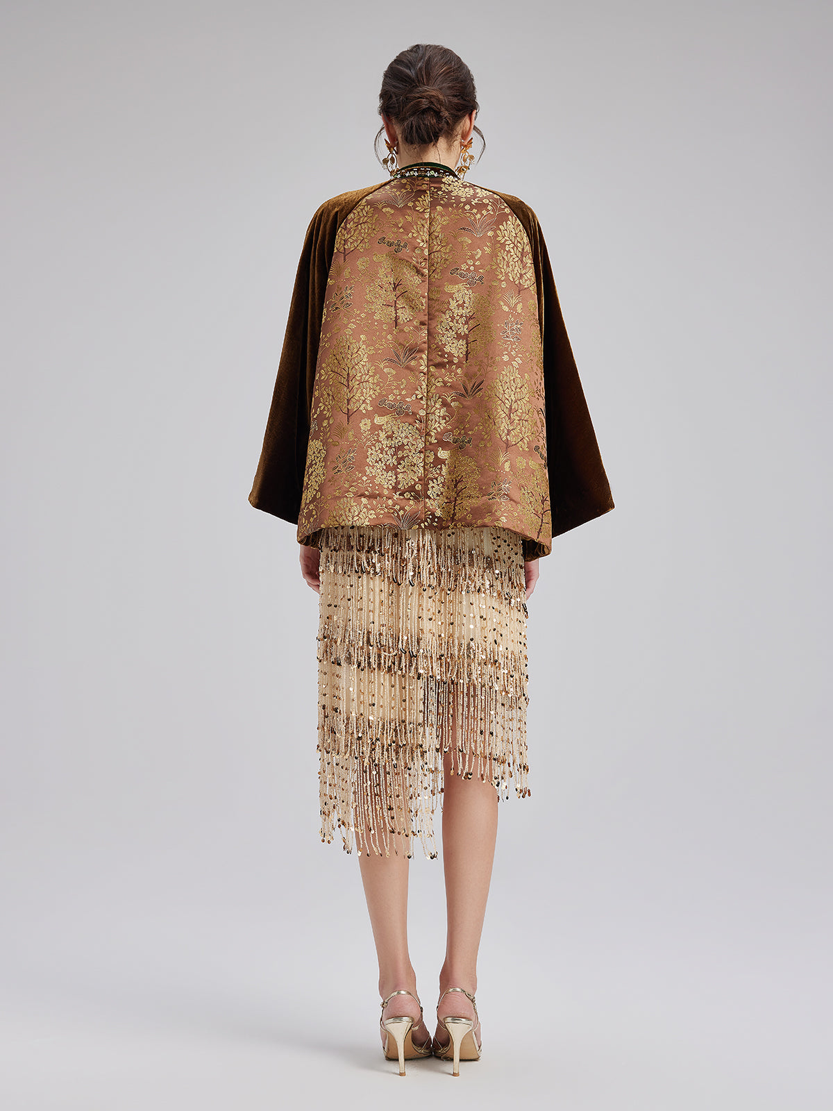 Vintage İpek Kadife Nakışlı Tüvit Etnik Ceket