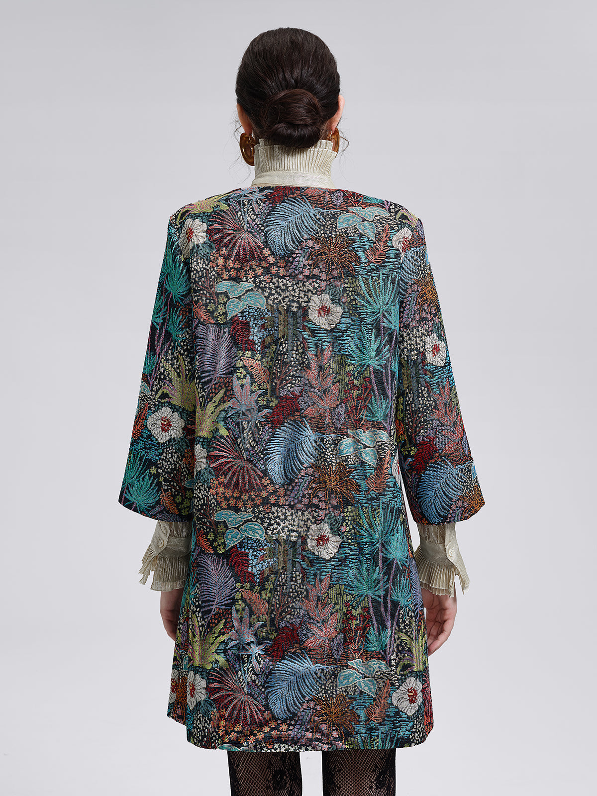 El Yapımı Çok Çiçekli Jakar Boncuklu Ceket