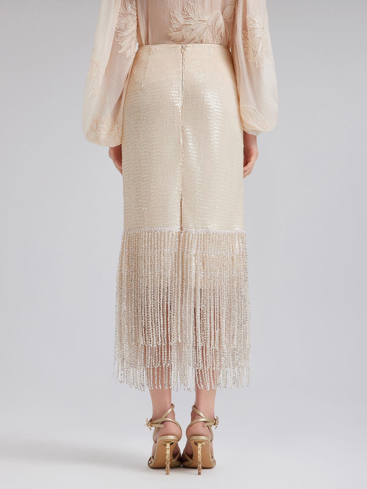 Pullu Kristal Püsküllü Yırtmaçlı Etek