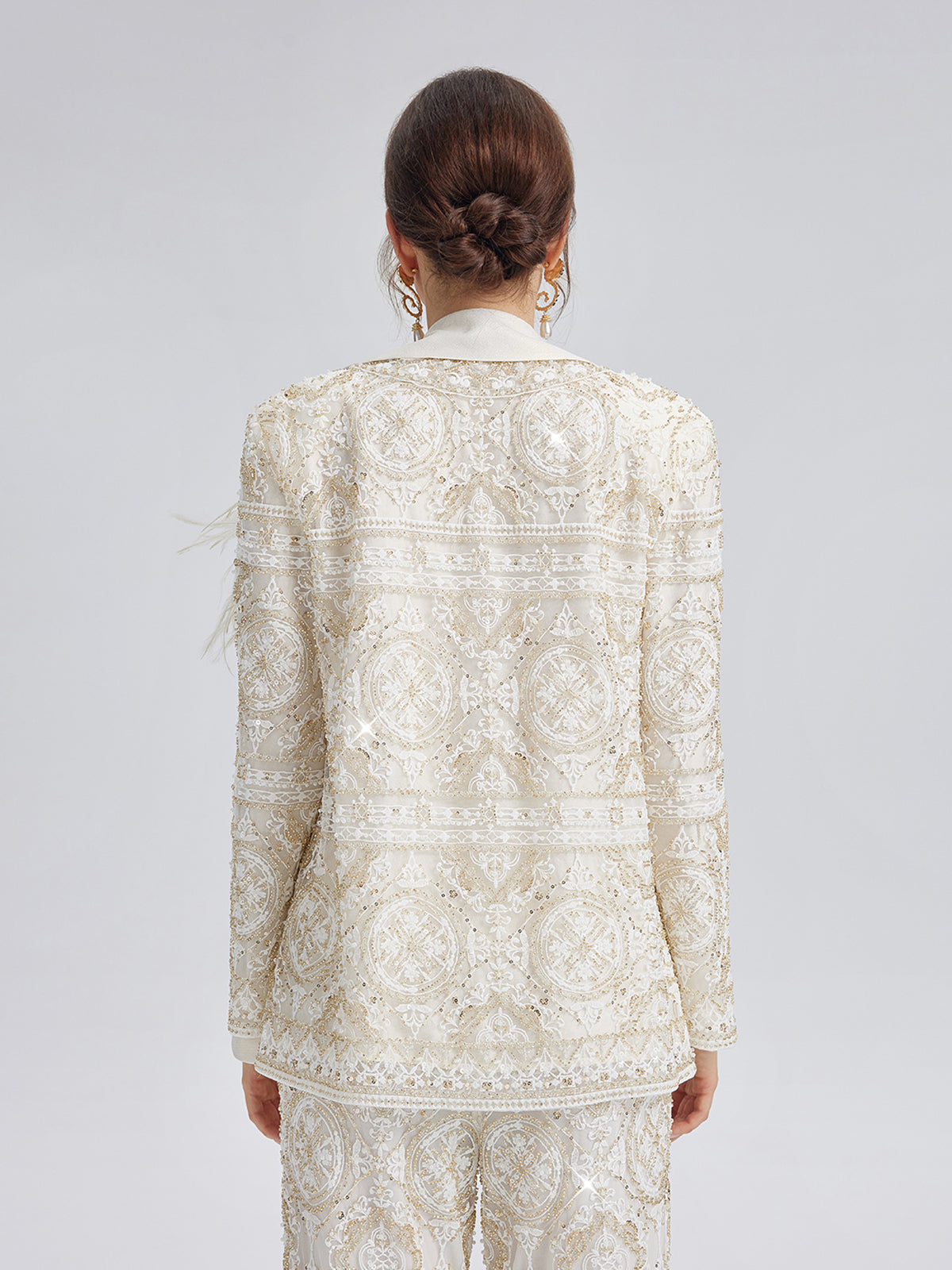 Yoğun Nakışlı Pullu Ceket (Tüy Broş Dahil)