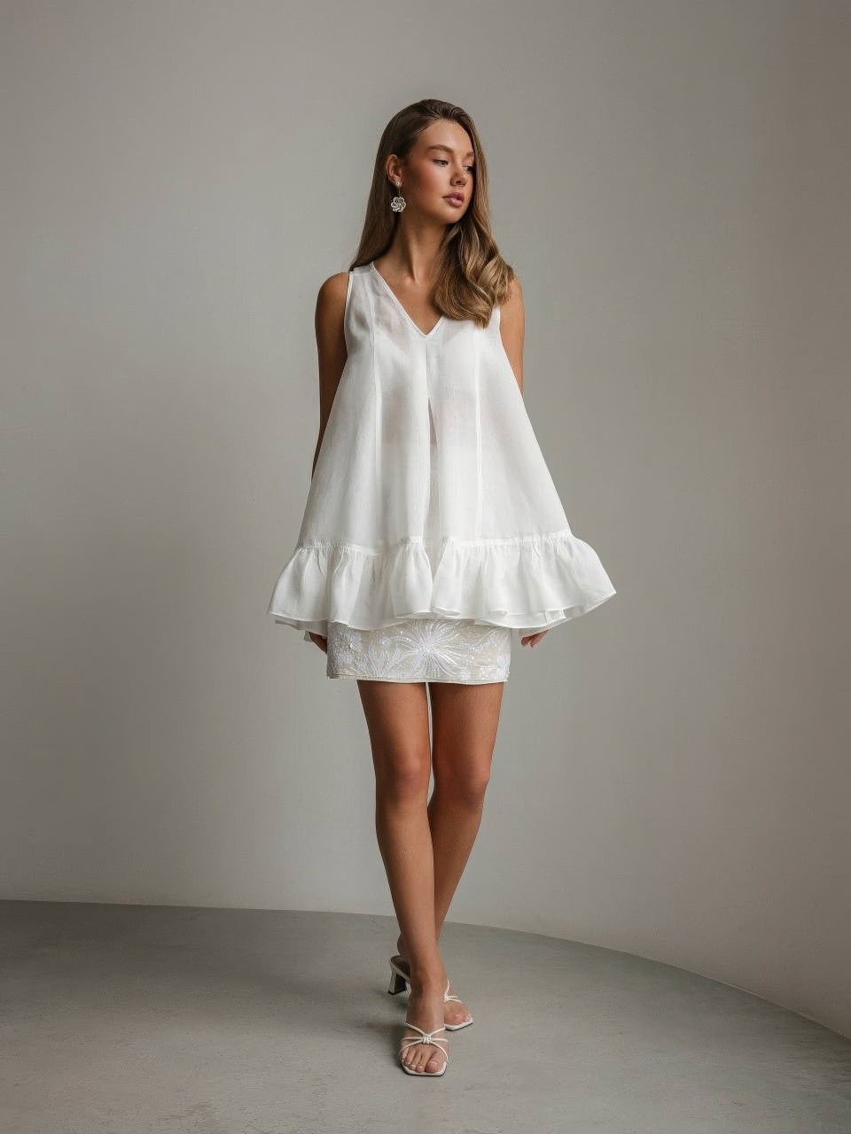 White Orchid Fırfırlı Üst