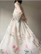 Floral Chiffon Midi Fairy Dress,Elegant Long Sleeve Evening Party Dre