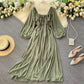 Cottagecore Chiffon Elegant Maxi Dress, Puff Sleeve Vintage Dress