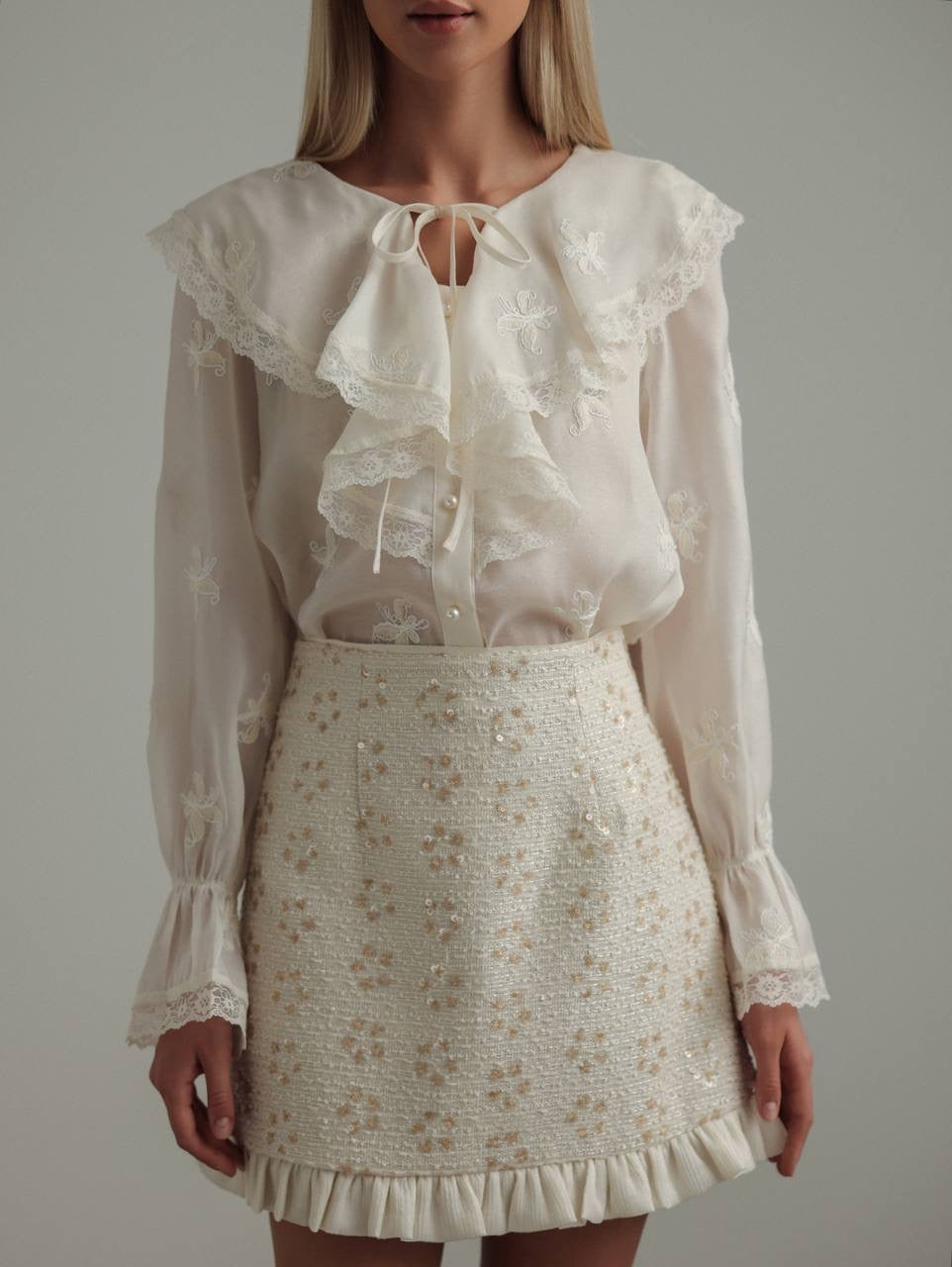 İşlemeli Mini Etek