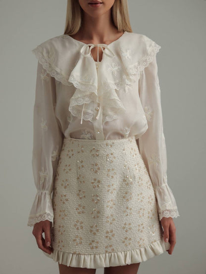 İşlemeli Mini Etek