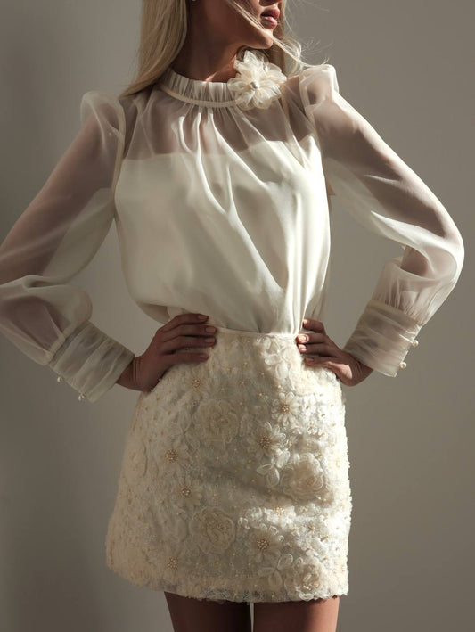 Çiçek Detaylı Zarif İkili Takım