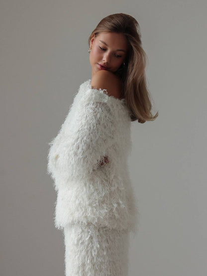 Tüy Dokulu Midi Etek