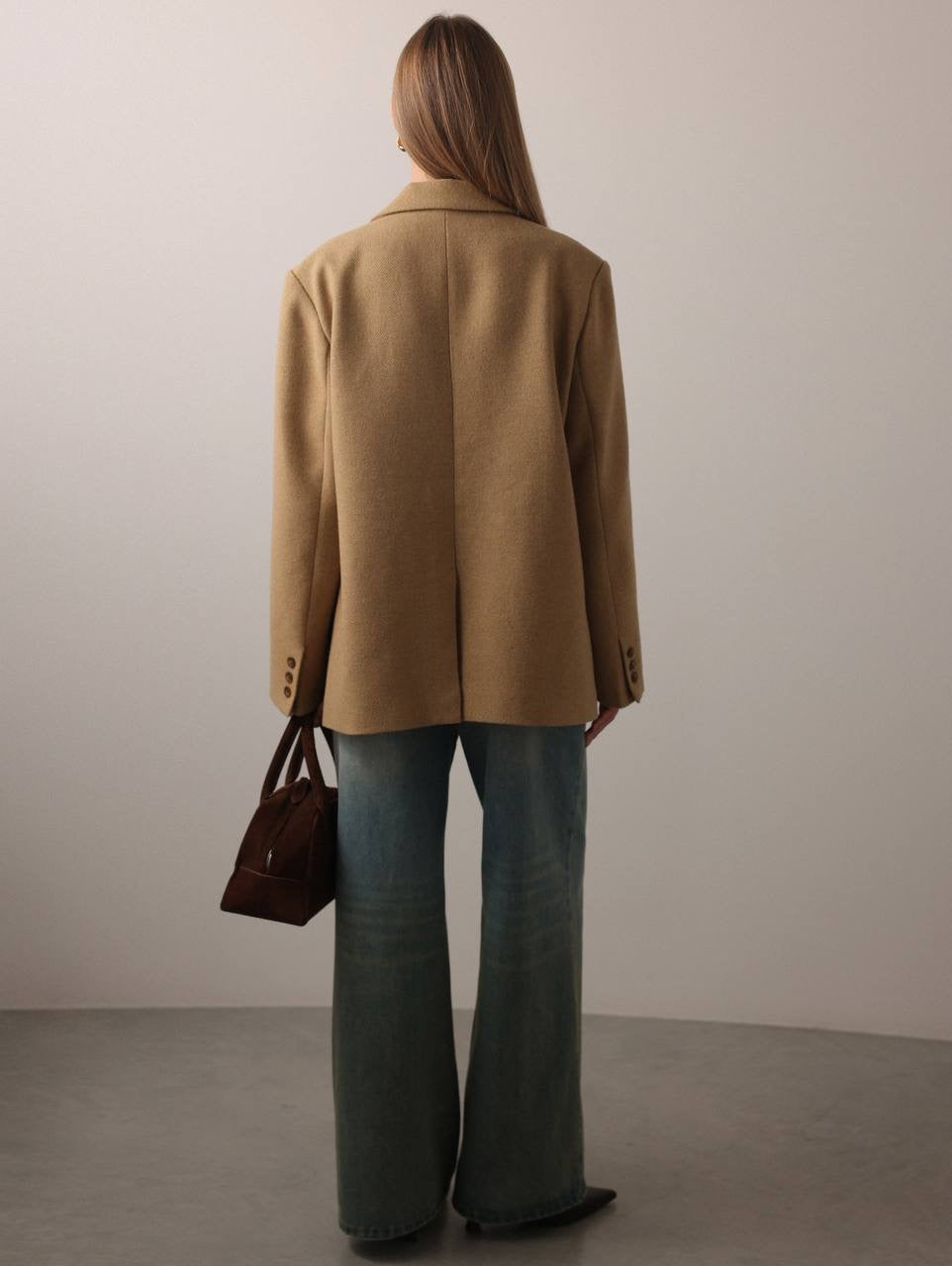 Klasik Camel Blazer Ceket