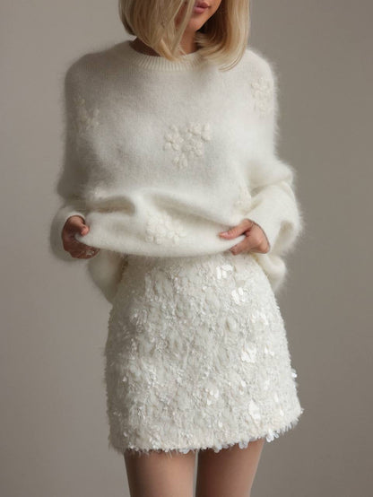 Payet İşlemeli Mini Etek