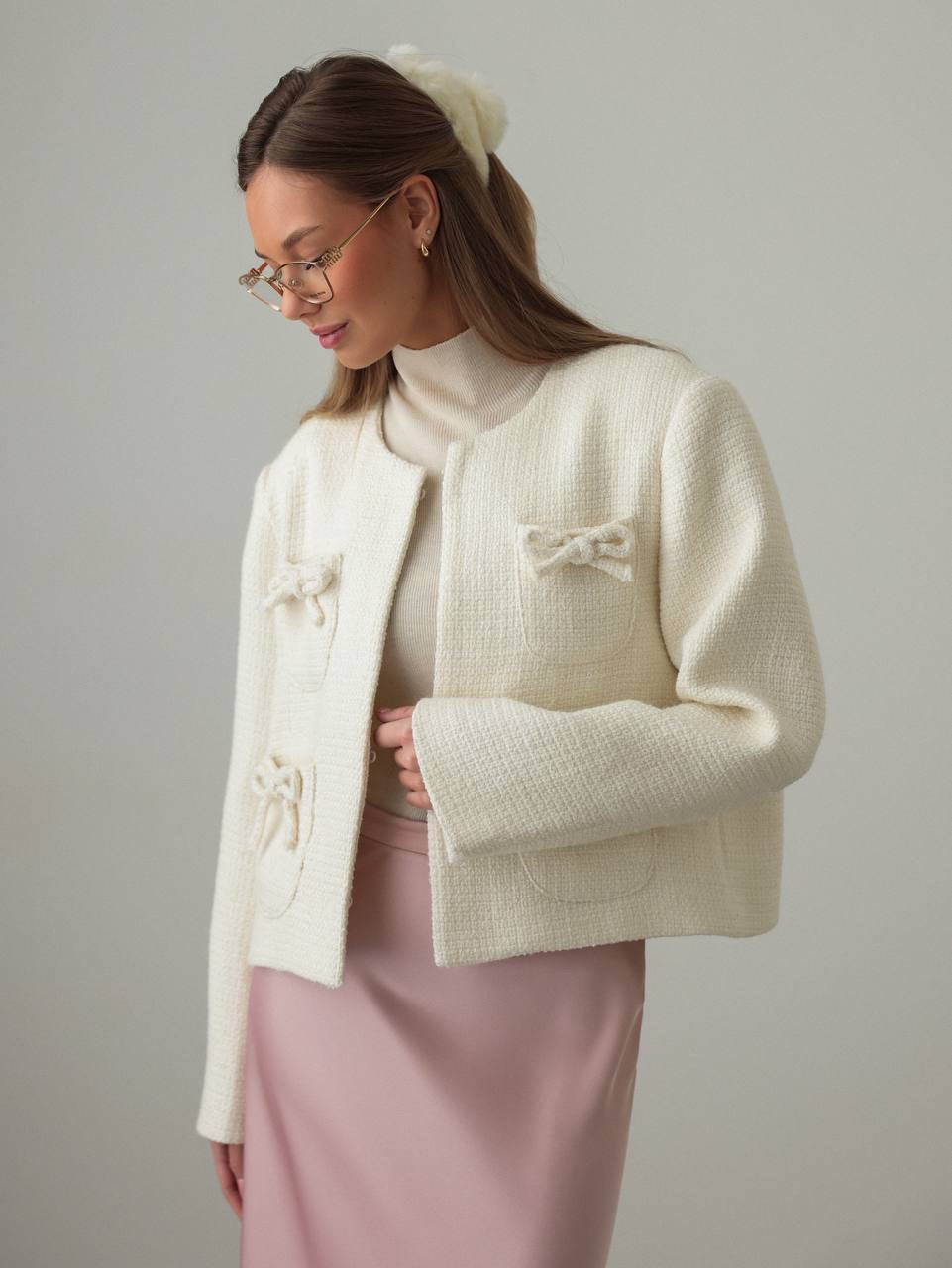 Fiyonk Detaylı Dokulu Ceket