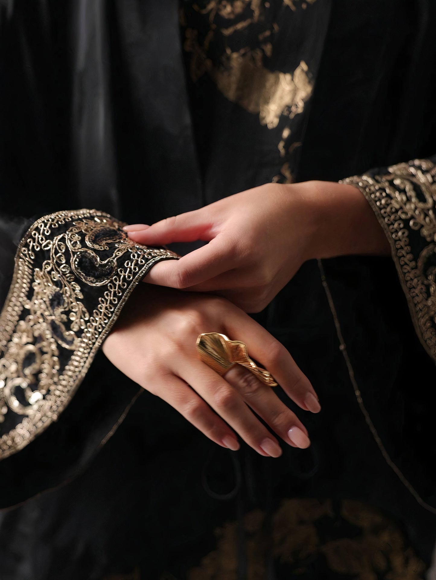 Nakışlı Siyah Kimono