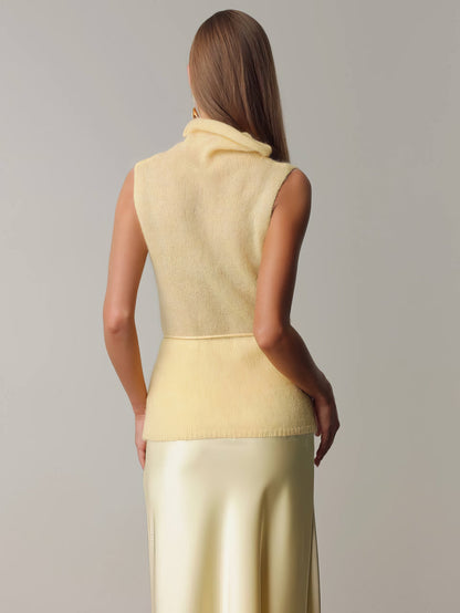 Melody Açık Sarı Saten Etek