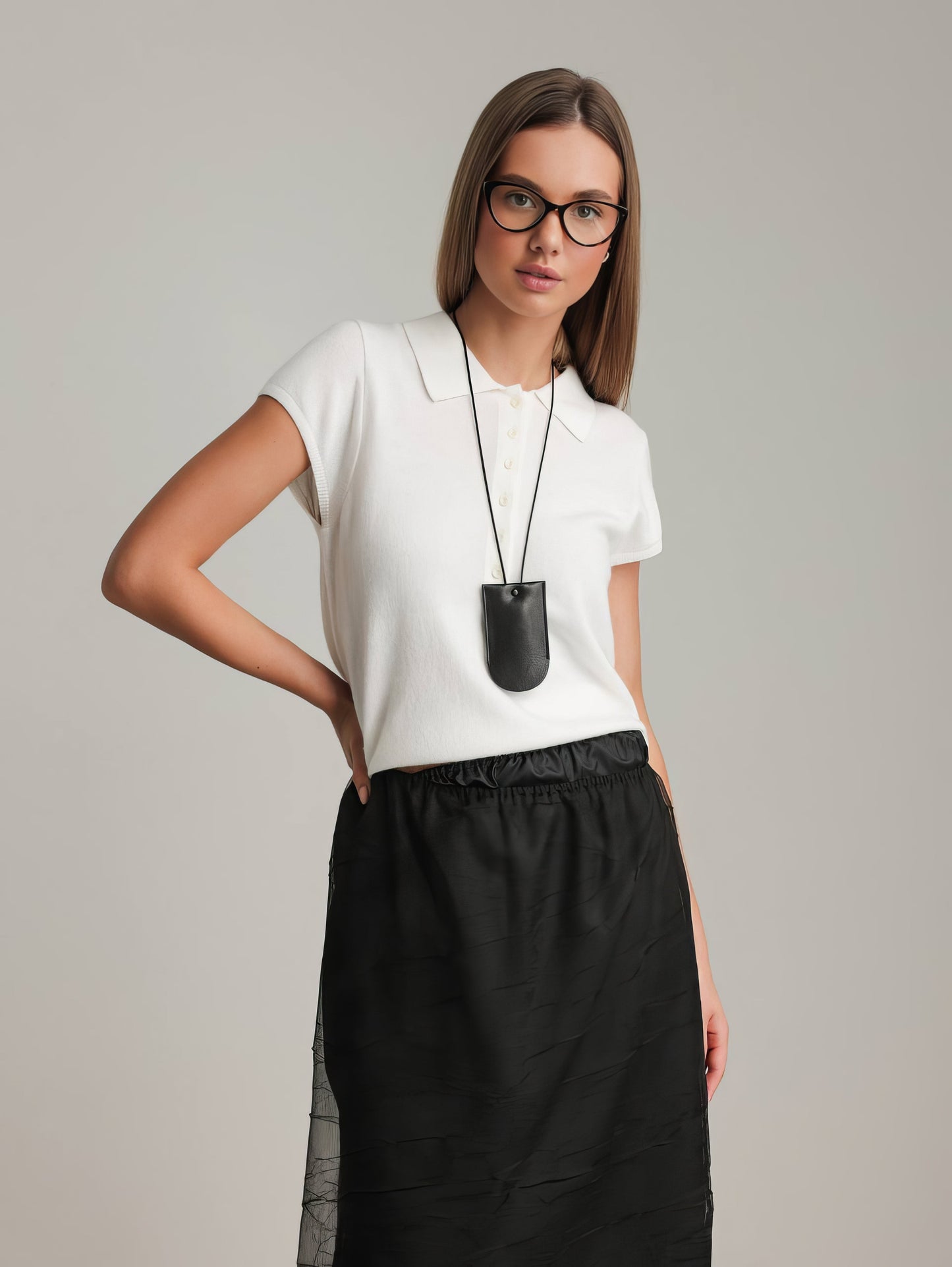 Triko Polo Yaka Beyaz Bluz