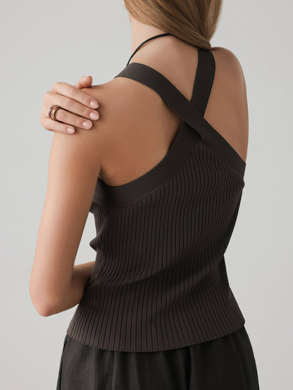 Kruvaze Yaka Fitilli Triko Üst