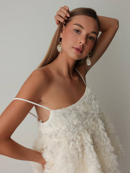 Fildişi Saten Mini Etek