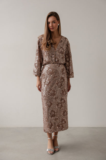 Celestial Payetli Midi Etek