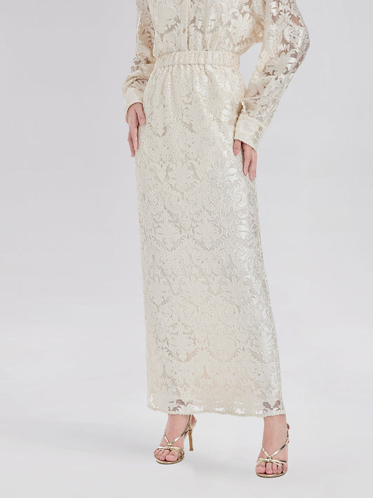 Modern Etnik Yakma Midi Etek