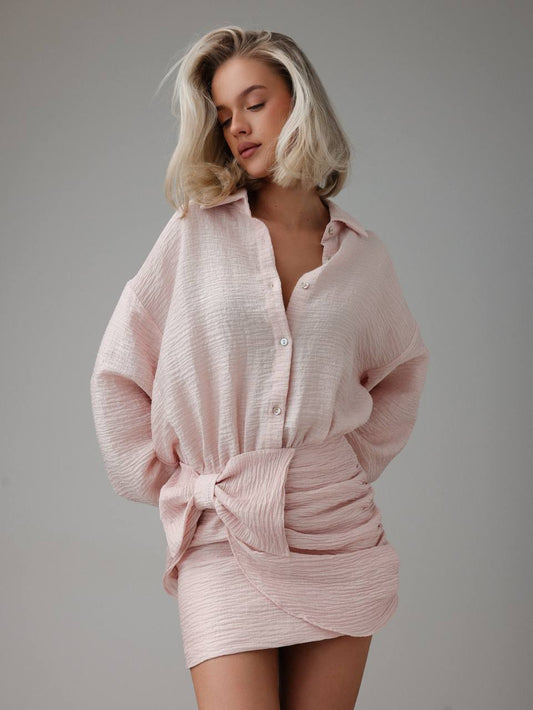 Krem Rüya Gömlek Elbise