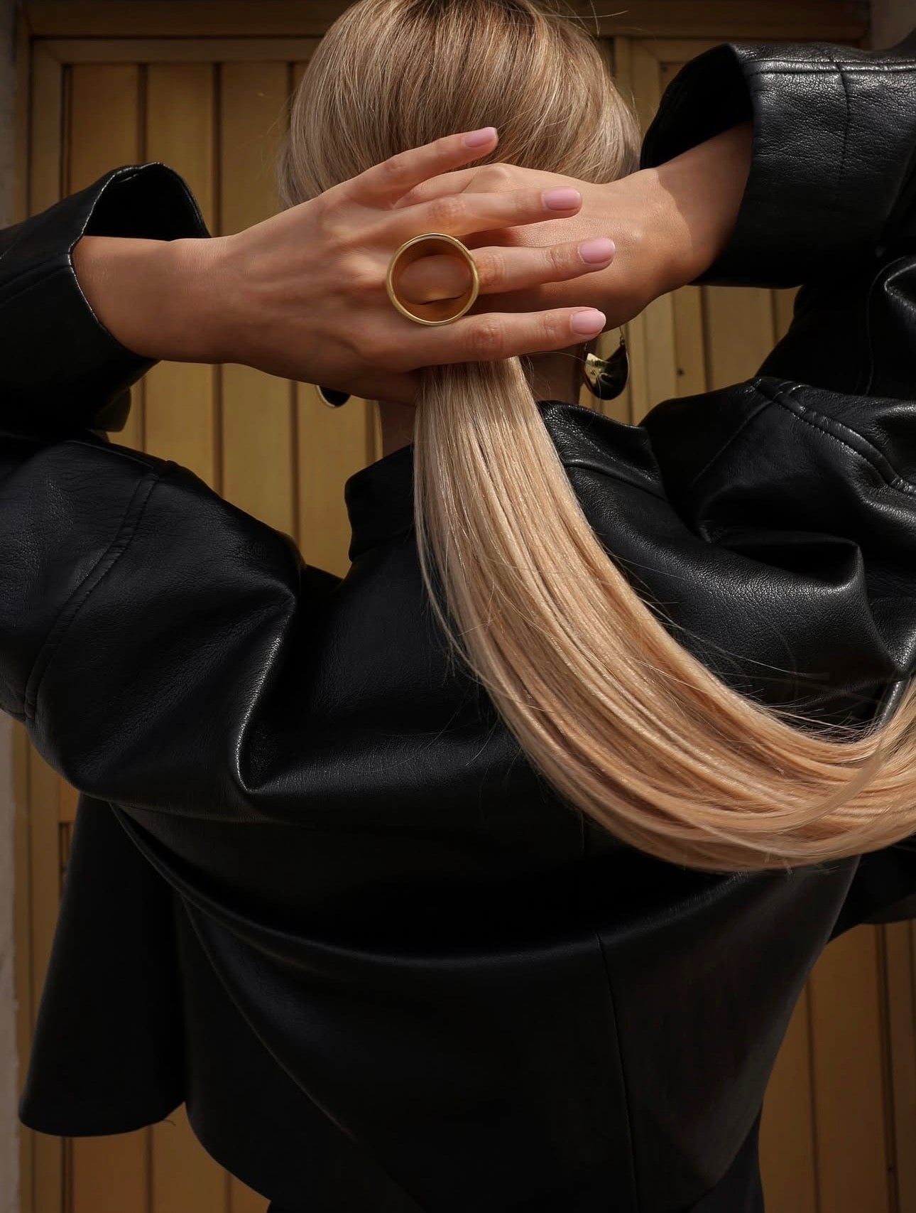 Gece Yarısı Kat Detaylı Deri Ceket