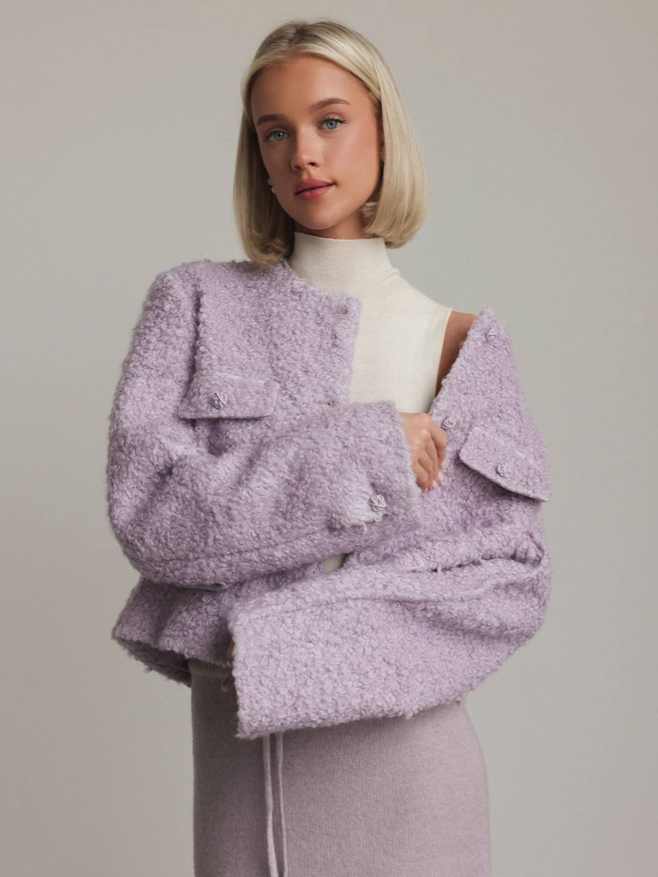 Lila Bulut Bukle Ceket