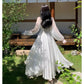 White Fairy Elegant Maxi Dress, Puff Sleeve Party Dress