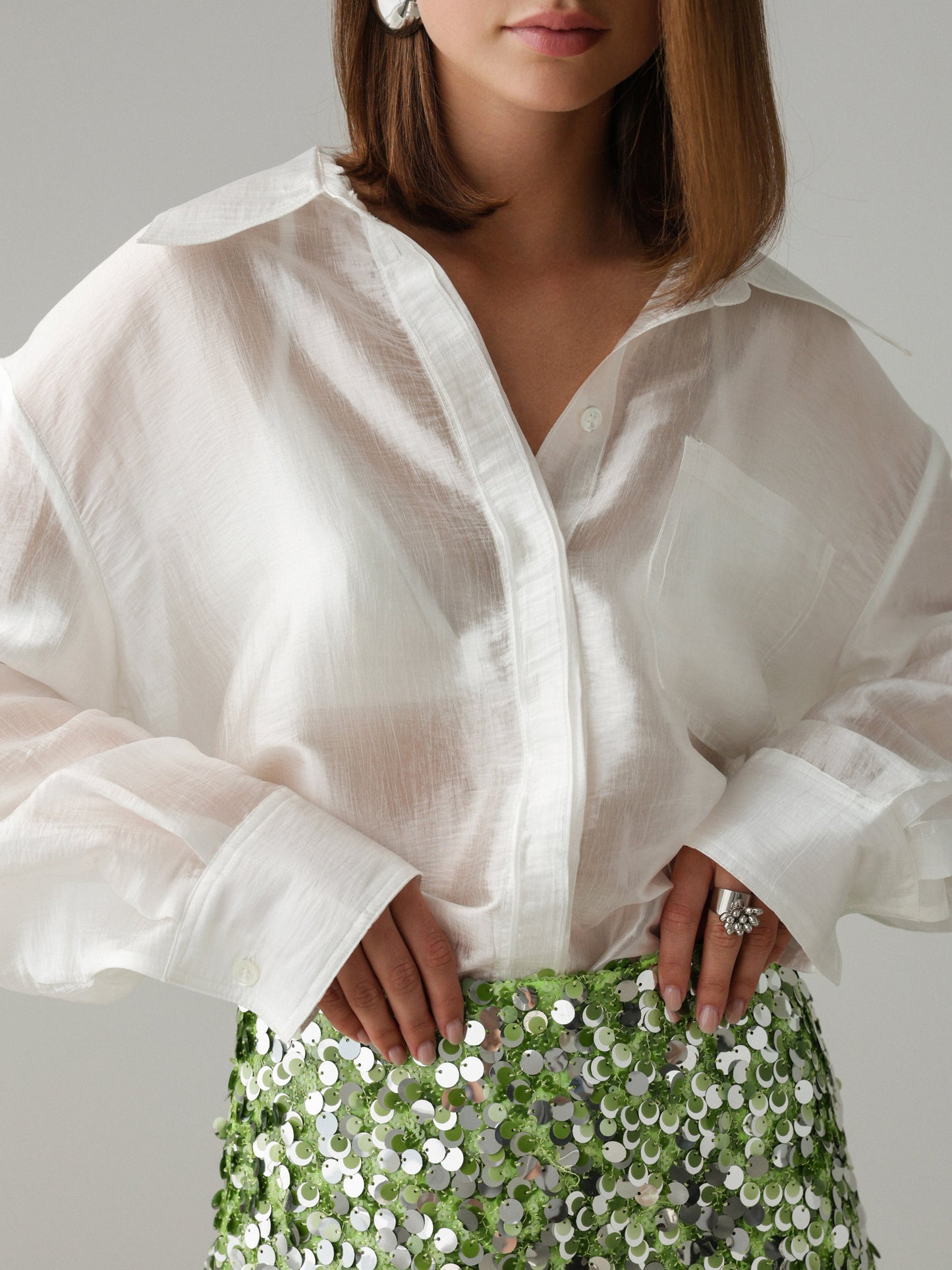 Yeşil Payetli Mini Etek