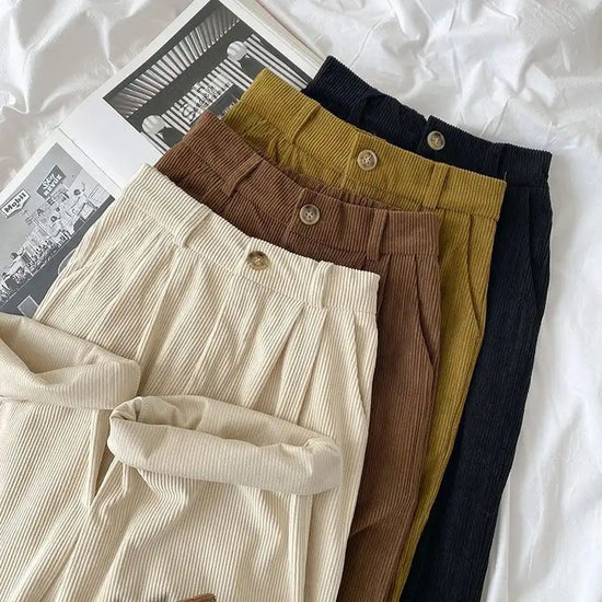 Vintage Corduroy High Waist Casual Pants