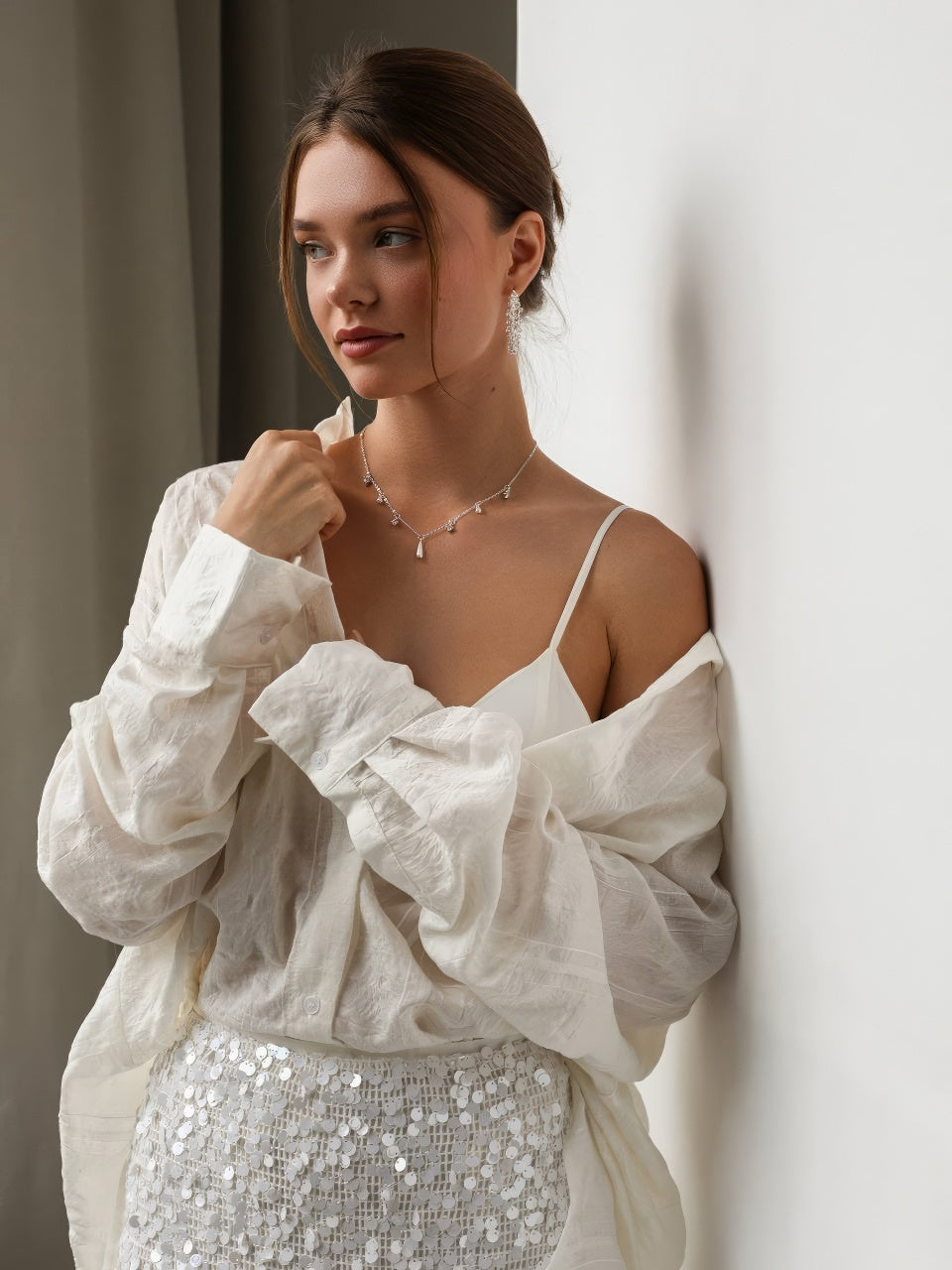 Kar Payetli Midi Etek