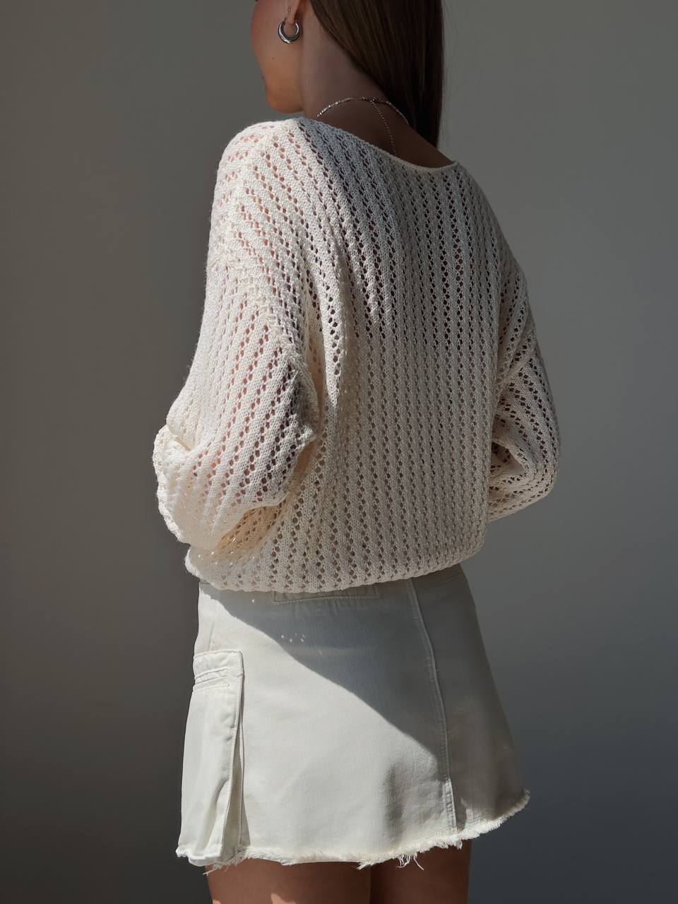 Fildişi Dantel Triko Üst