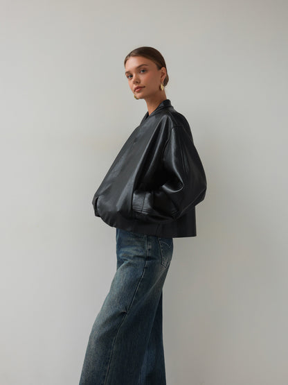 Gece Yarısı Kat Detaylı Deri Ceket