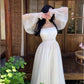 White Fairy Elegant Maxi Dress, Puff Sleeve Party Dress