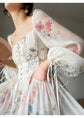 Floral Chiffon Midi Fairy Dress,Elegant Long Sleeve Evening Party Dre