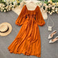 Cottagecore Chiffon Elegant Maxi Dress, Puff Sleeve Vintage Dress