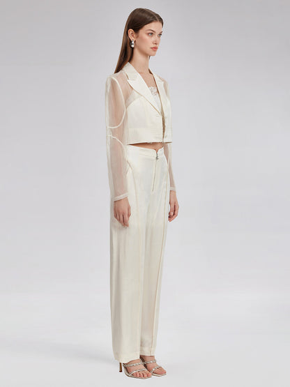 İpek Jakar Saten Kargo Pantolon