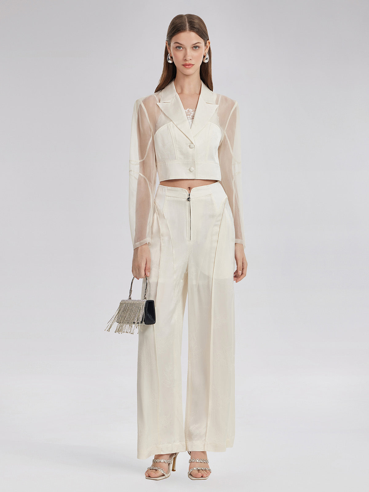 İpek Jakar Saten Kargo Pantolon