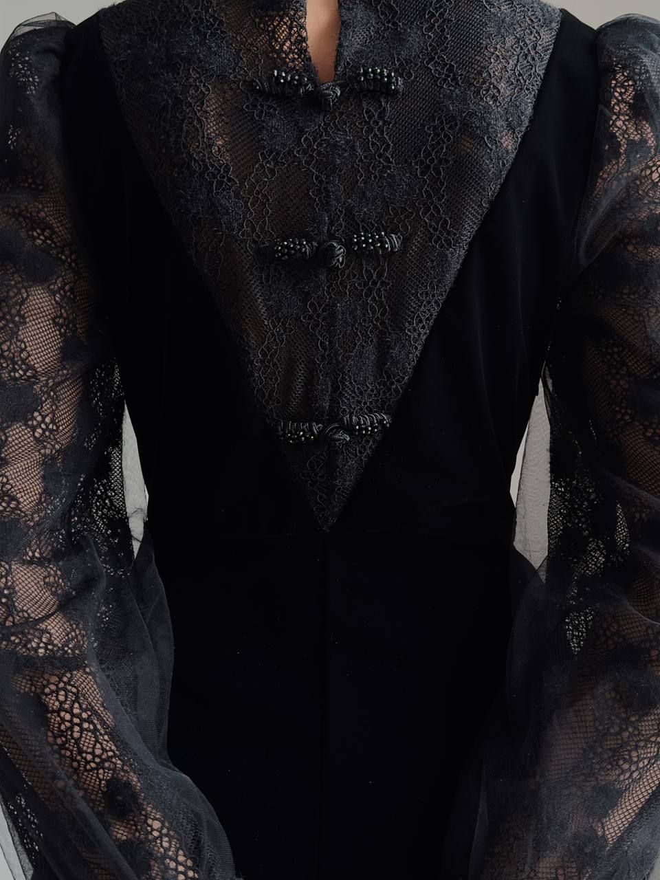 Kadife Dantel İllüzyon Elbise