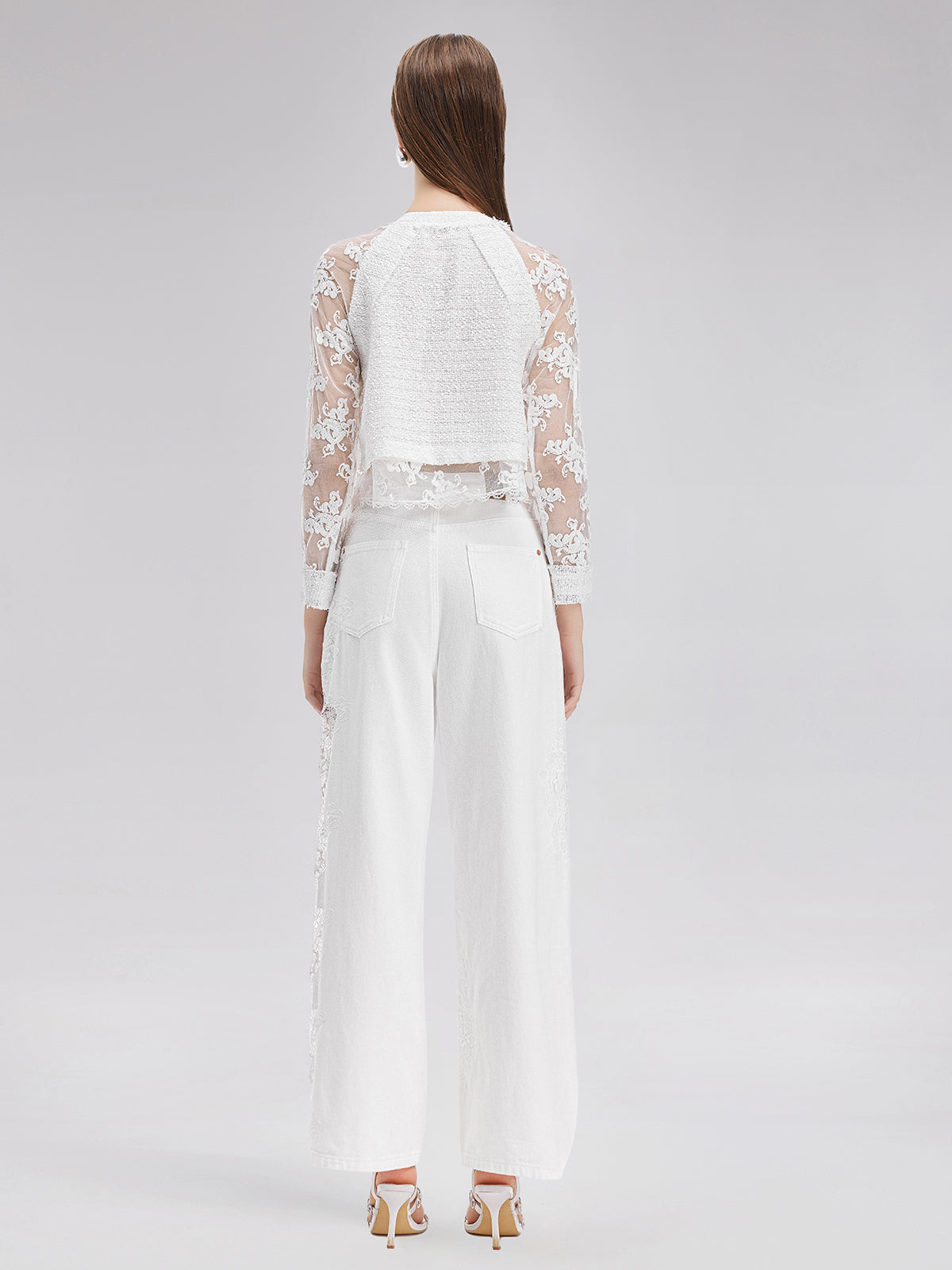 Dantel Nakış Parçalı Kot Pantolon