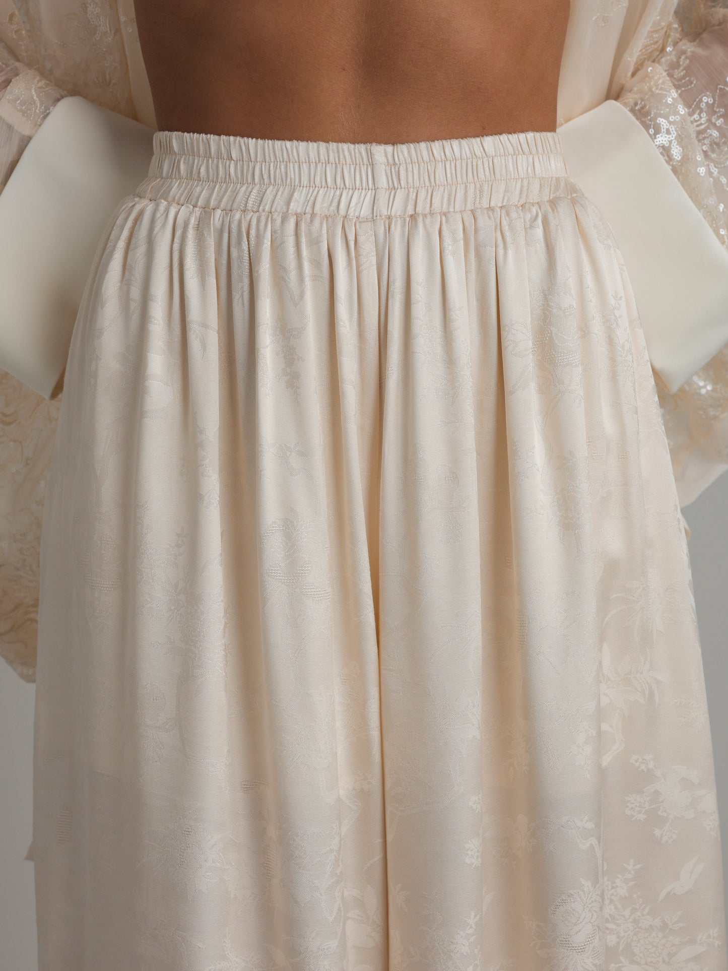 Jakarlı İpek Palazzo Pantolon