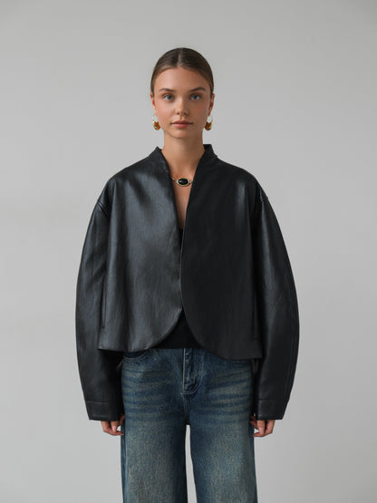 Gece Yarısı Kat Detaylı Deri Ceket