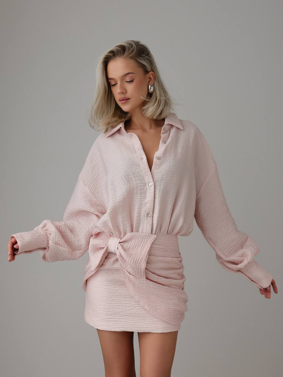 Krem Rüya Gömlek Elbise