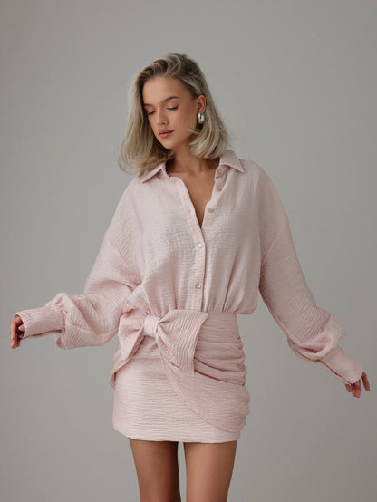 Krem Rüya Gömlek Elbise