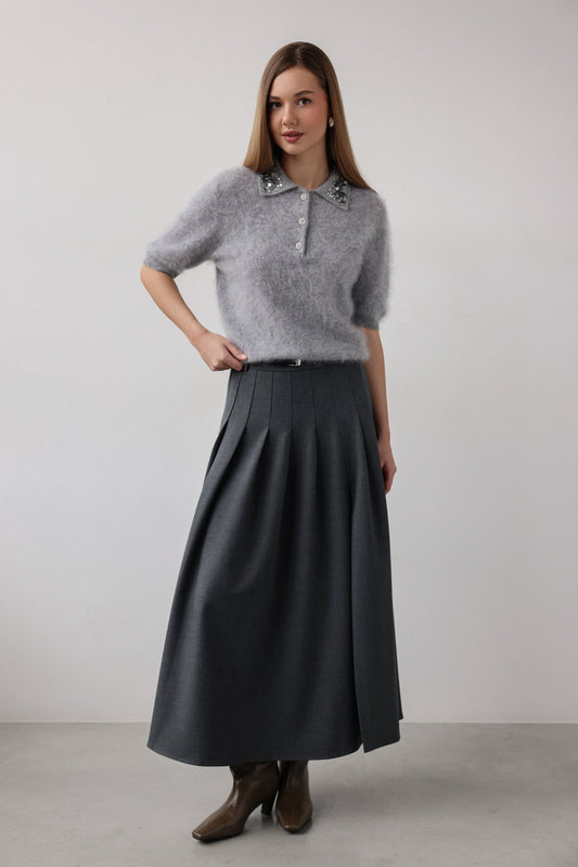 Slate Grace Pileli Etek