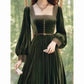 Vintage French Green Velvet Dress