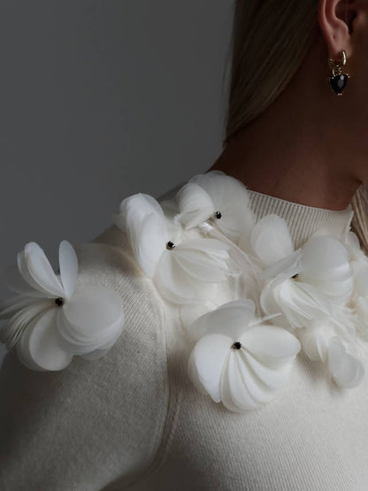 Çiçek Aplike Triko Üst