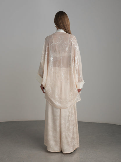 Jakarlı İpek Palazzo Pantolon