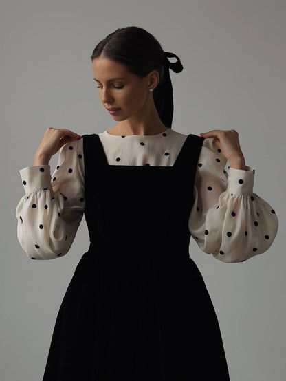 Balon Kol Puantiyeli Bluz