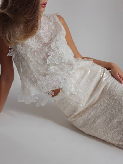 Zarif Nakışlı Dantel Bluz