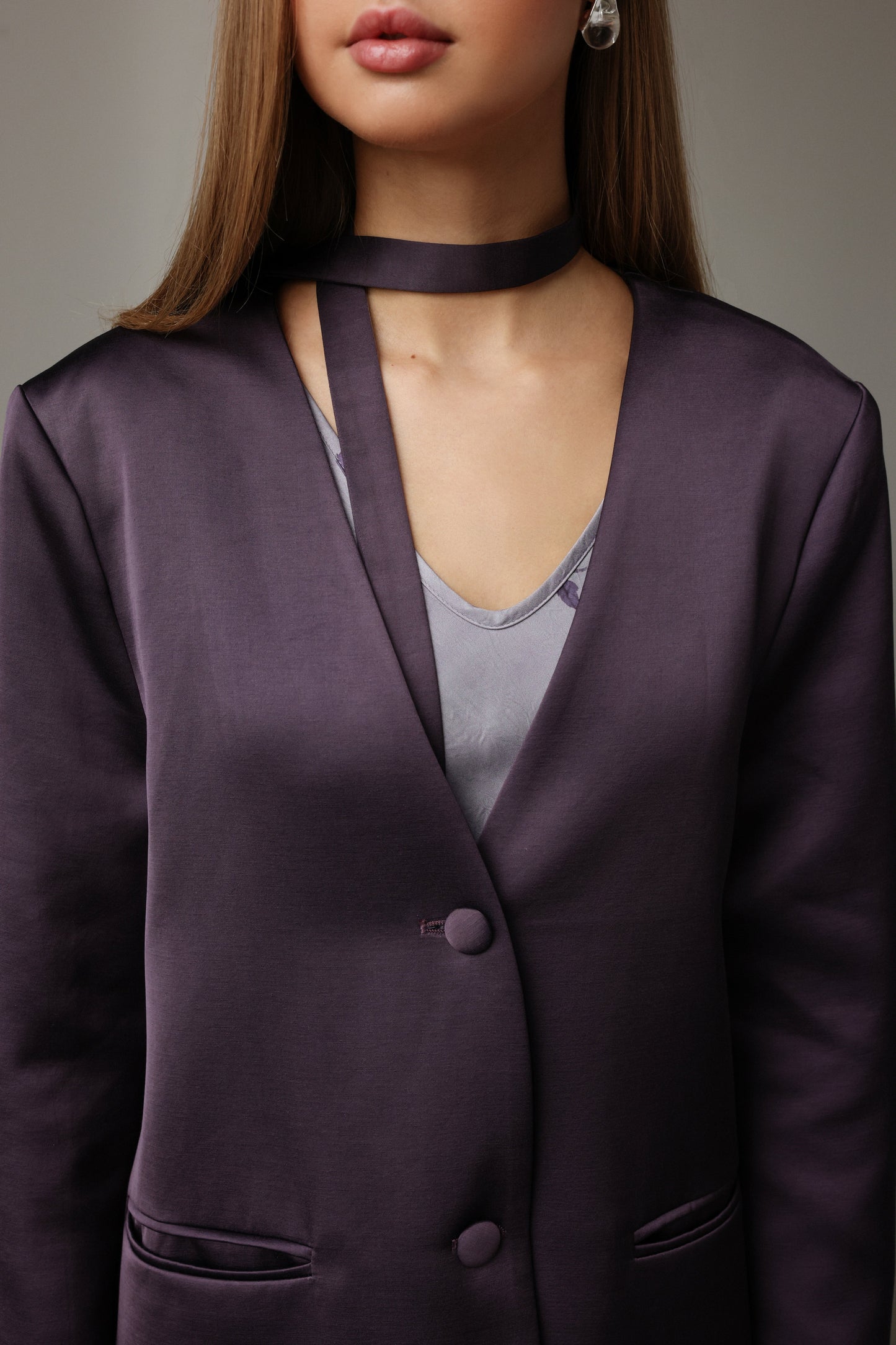 Gece Yarısı Mürdüm Blazer Ceket